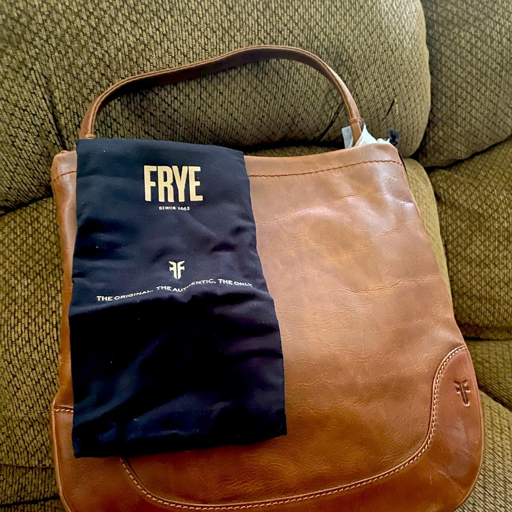 Frye Brown Leather Briefcase with Distressed Finish